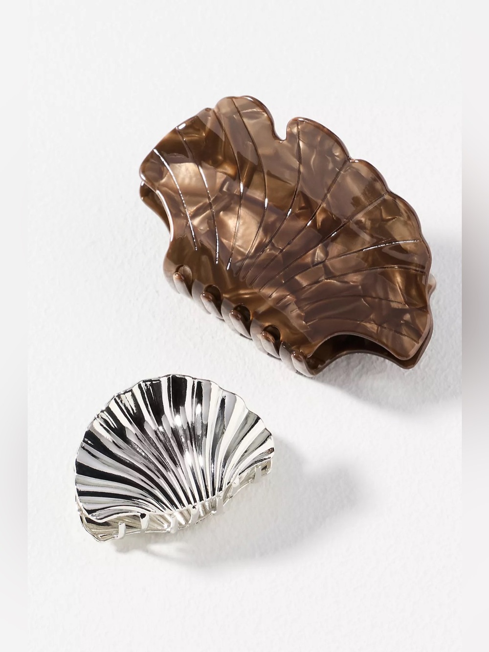 Anthropologie Resin and Metal Shell Hair Claw Clips, Set of 2